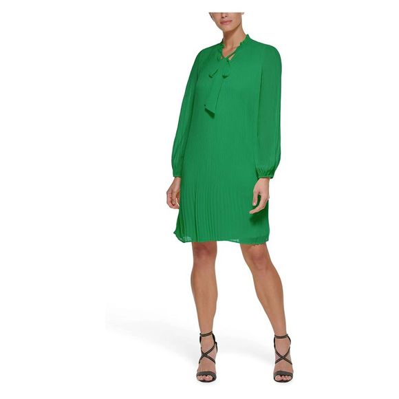 Dkny Dresses Dkny Womens Green Lined Pullover Long Sleeve Above The Knee Shift Dress 4